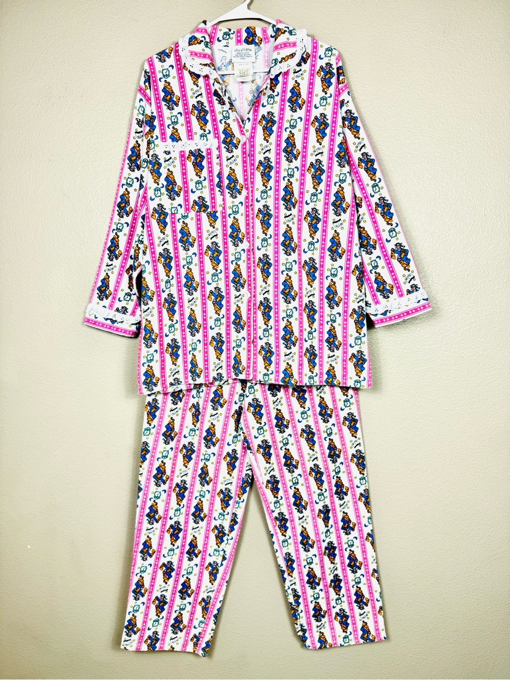 VTG Lanz Of Salzburg Disney parks Womens Tigger Pooh Flannel Pajamas set 2pc E